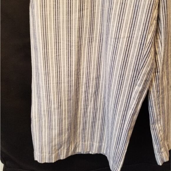 Japna White & Blue Stripe Cotton High Rise Crop Leg Jumpsuit Juniors Size XS - Picture 6 of 11